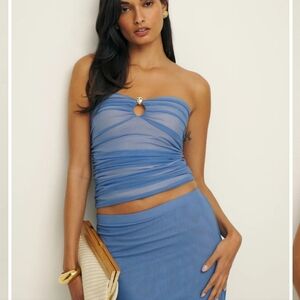 Reformation Myra Knit Top Blue - Size XS